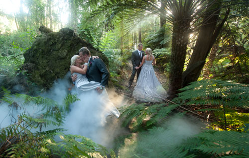 Wedding Photography featuring a river jetty at forest edge restaurant gembrook, victoria